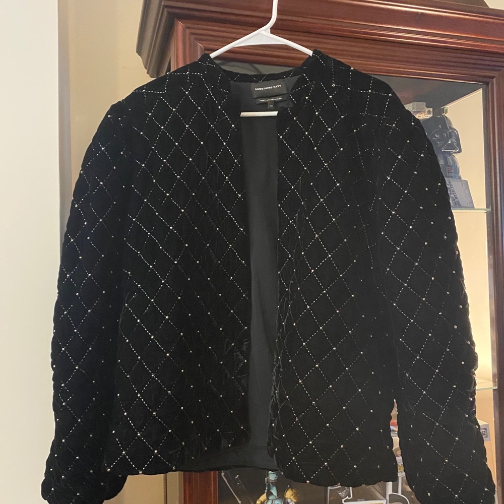 SOMETHING NAVY VELVET JACKET